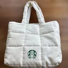 STARBUCKSスターバックス キルティング トートバッグ ホワイト白 スタバ
