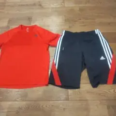 adidas 赤 Tシャツ ＆ショートパンツ セットSサイズ