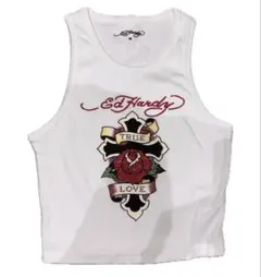 y2k❤️ 00s Ed Hardy スカル 両面ロゴ リブ タンクトップ y2k❤️ 00s Ed Hardy スカル 両面ロゴ リブ タンクトップ