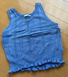 【美品】RETRO GIRL ブルー　リブタンクトップ フリル　Mサイズ