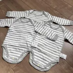 UNIQLO ボディスーツ　ベビー肌着 長袖 3枚セット ボーダー
