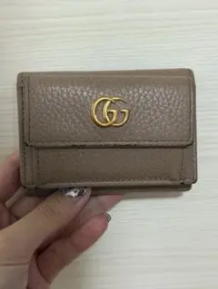 GG ベージュ 三つ折り財布