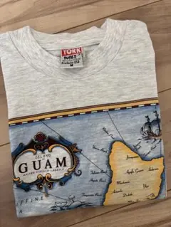 《未使用》グレーの地図プリント Tシャツ グアム M