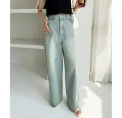 新品タグ付き one after another 美脚ワイド デニム