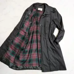 ヴィンテージ ステンカラーコート 比翼 ライナー チェック ブラック М相当