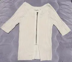 MOUSSY フロントジップ リブニット 半袖