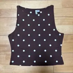 H&M ドット柄 タンクトップ ブラウン Lサイズのサムネイル
