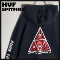 【コラボ‼︎】HUF SPITFIRE パーカー ビッグロゴ 黒 L.
