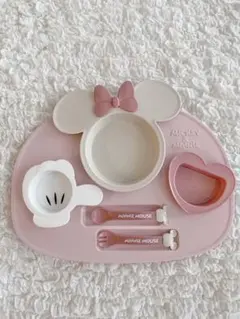 Disney Mickey & Minnie ベビー食器セット ピンク