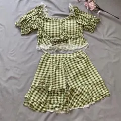 ❣️新品未使用❣️ グリーンチェック セパレート水着　レディース　Sサイズのサムネイル