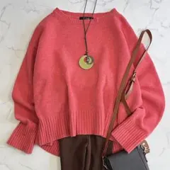美品✨アーバンリサーチROSSO ウールニット クルーネック コーラルピンク
