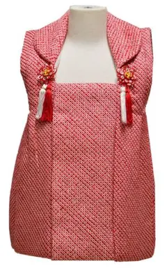 在庫処分特価　1点のみ　七五三 3歳 女の子 正絹 本絞り　被布コート 赤