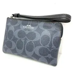 大人気☆COACH☆コーチ☆ポーチ☆リストレット☆シグネチャー☆レザー☆ネイビー