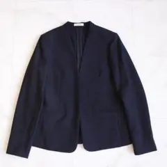 【極美品】23SS ノーカラージャケット Sサイズ ネイビー 洗える