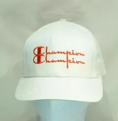 チャンピオンキャップ ホワイト オレンジ ロゴ ヴィンテージ
