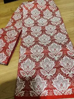 限定価格‼️ 赤い花柄 名古屋帯　冬夏使える