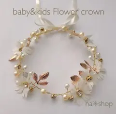 ✳︎ベビー　キッズ　ヘアバンド　ティアラ　　ドレス　リボン　花かんむり　花冠b