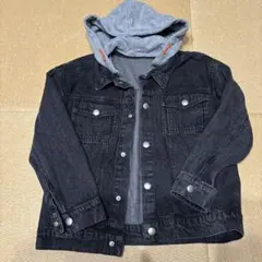 フード付きブラックデニムジャケット