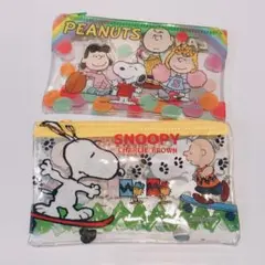 【各個包装A】スヌーピー クリアポーチ 2個セット