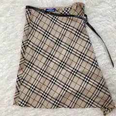 BURBERRY LONDON 巻きスカート ノバチェック ベルト シルバー金具