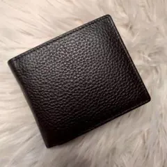 二つ折り財布 メンズ カーボンレザー 本革 財布 黒 小ノボ柄 牛革 シンプルのサムネイル