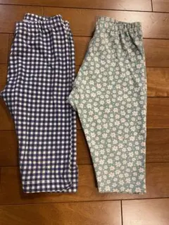 ユニクロ　レギンス　七分丈　100チェック柄と花柄2枚セット