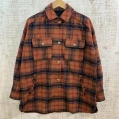 7M222 GAP チェック柄 シャツジャケット ブラウン