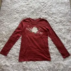 INGEBORG レディース 長袖Tシャツ L 花柄 レッド 綿 コットン