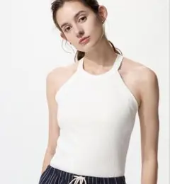 【新品未使用】UNIQLO ホルターネックブラタンクトップ ホワイト L