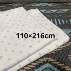 綿麻プリント生地 ホワイト 水色 紫 ドット