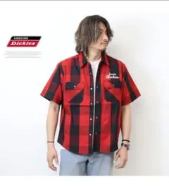 大きいサイズ ジェニュイン ディッキーズ チェック ストライプ 半袖シャツ4L