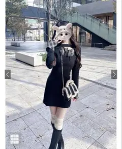 GRL チェック柄フロントオープンリボンミニワンピース pm784 【S】