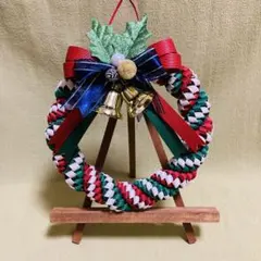 クリスマスリース　クラフトバンド　赤・緑・オフホワイト