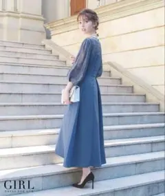 e【美品】ガール ワンピース パフスリーブ 結婚式 オケージョン