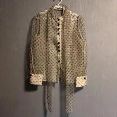 zara ボウタイ　ドット柄　シースルー　ブラウス　Mサイズ　オフィス　ガーリー