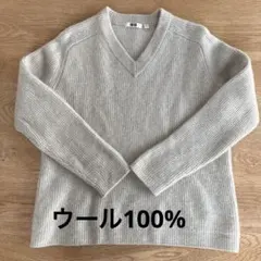 ユニクロU プレミアムラムリブVネックセーター　ウール