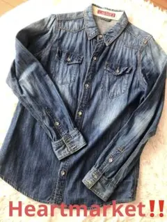 Heart market‼️デニムブルー ボタンアップシャツ 長袖