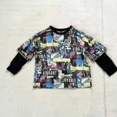 グラフィック柄 重ね着風 レイヤード カットソー キッズ 110