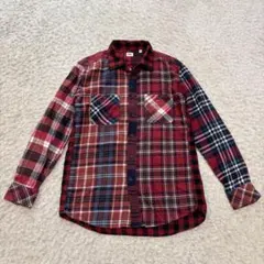 UNIQLO チェックシャツ L 綿100％ クレイジーパターン 前後異柄 長袖