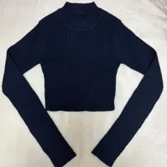 サムホール付きショート丈ニットトップス［k9230f］ S ネイビー