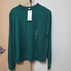 UNIQLO グリーン UVカットクルーネックカーディガン XLサイズ