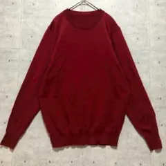 S16 海外古着 クルーネックセーター 無地ニット リブ仕様 ノームコア red