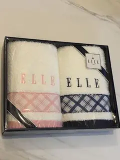 ELLE タオルセット 2枚 ピンク ネイビー