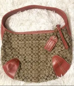 【希少品】COACHコーチ ハーフムーンハンドバッグ　ミニシグネチャー　肩掛け