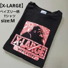 X-LARGE ゴリラプリント Tシャツ ブラック ペイズリー