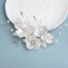 新品　パール　花　ビジュー 上品　フラワー　ヘアピン　結婚式　浴衣