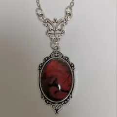 【訳あり】カメオ　レッド　ネックレス　アンティーク
