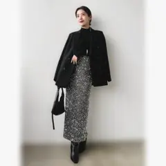 anuans アニュアンス　ベロアスパンコールタイトスカート サイズM