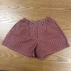 familiar 赤チェック　キュロット