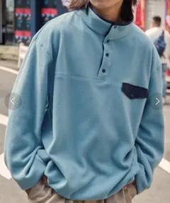 水色フリースジャケット ハーフジップМサイズ